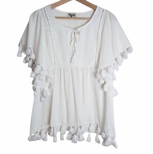 Show Me Your Mumu Tori Tassel Blouse Size XS Relaxed Boho Festival USA Made